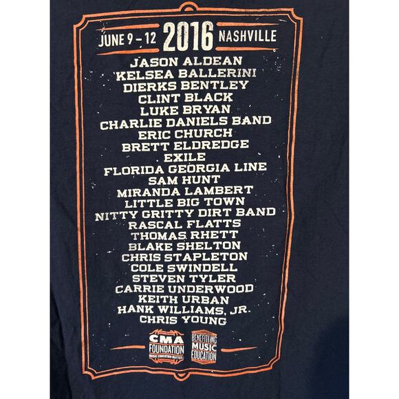 CMA Concert T-Shirt CMA Country Music Festival 2016 Size XL Nashville Blue - Picture 3 of 5